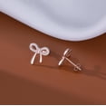 thumbnail image 5 of Solid 925 Sterling Silver CZ Bow Stud Earrings for Women Teens Ribbon Stud Earrings Bowknot, 5 of 6