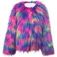 thumbnail image 5 of Mutghys Fur Coats for Women Colorful Block Open Front Fuzzy Faux Fur Jacket Party Vacation Bar Winter Warm Soft Comfortable Fashion Outerwear,S-3XL, 5 of 5