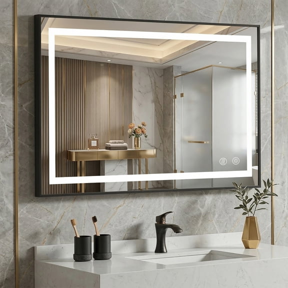 LED Anti-Fog Bathroom Mirror with Front & Back Light, 3 Color Dimmable Lighting, Memory Function, Wall Mounted
