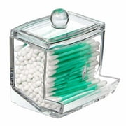 Cotton Swab Dispenser Holder - Acrylic Apothecary Vanity Countertop Organizer Box Jars For Qtips Bobby Pins Toothpicks Cotton Balls & Any Small Health Beauty Bathroom Accessories Items Holder!