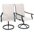 thumbnail image 1 of Set of 2 Outdoor Swivel Dining Chairs, White High Back Patio Chairs with Breathable Mesh and Powder-Coated Steel Frame, 360° Rotation for Deck, Backyard, Poolside, and Garden, 1 of 7