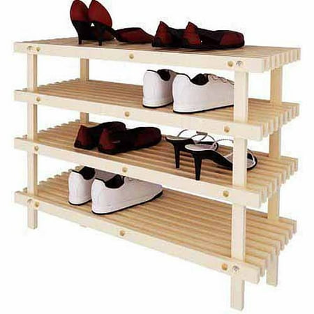 Furinno FNCJ-33005 Pine Solid Wood 4-Tier Shoe Rack