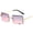 Upper gray and lower powder, variant on Rimless Square Sunglasses HD Vision UV400 Protection Universal Fit Curved Temples Vintage Glasses For All Ages