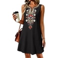 thumbnail image 5 of Yutgune Cotton Linen Plus Size Dress for Women Sleeveless Embroidered V Neck Boho Mini Sundress, 5 of 9