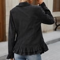 thumbnail image 7 of Cmtiyu Ruffled Jackets for Women Long Sleeve Lapel Button Down Gray Corduroy Jacket Dressy Casual Lightweight Fall Jacket S-3XL, 7 of 7