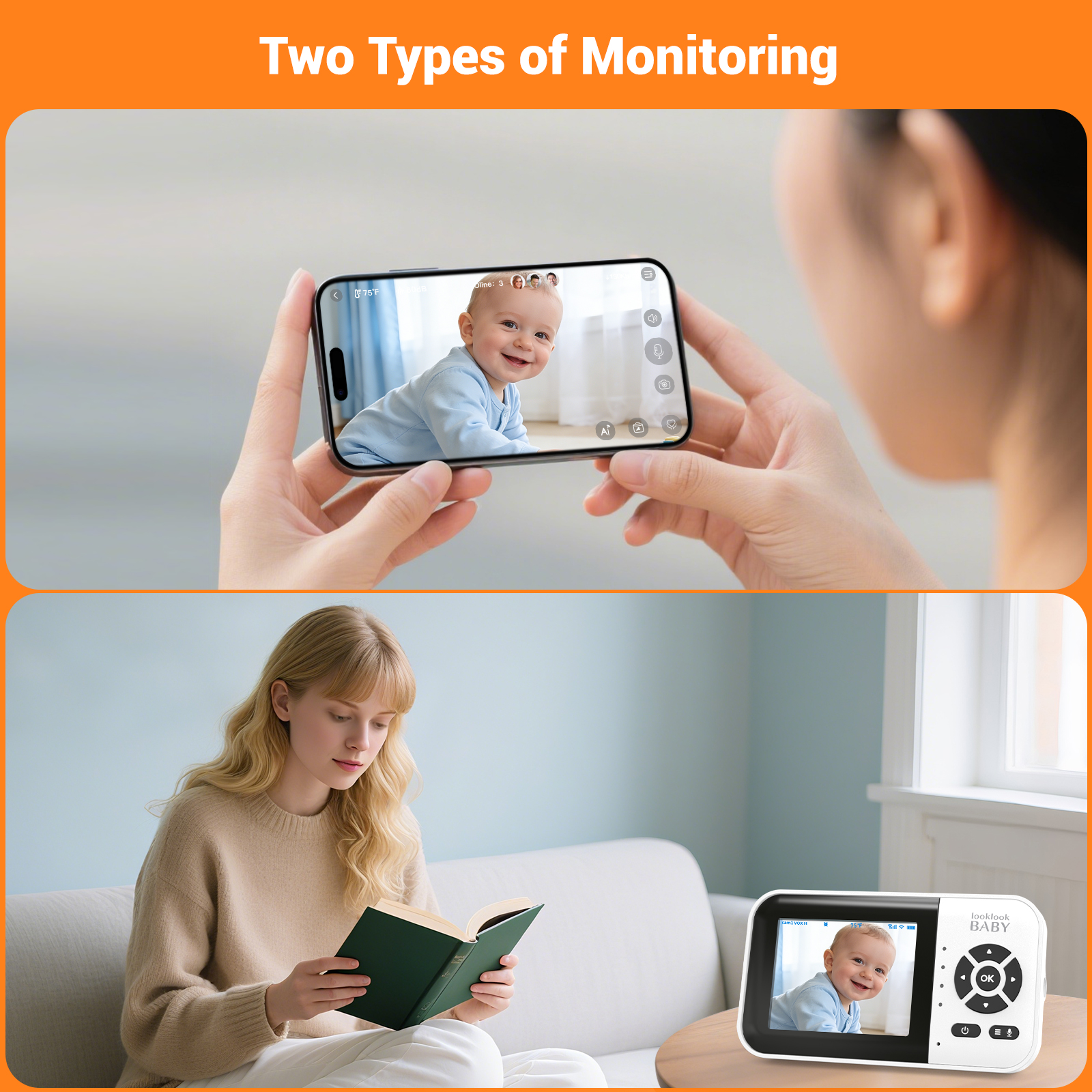 Look Look Baby Video Monitor, 1080p, 2.8 Inch Screen photo 6