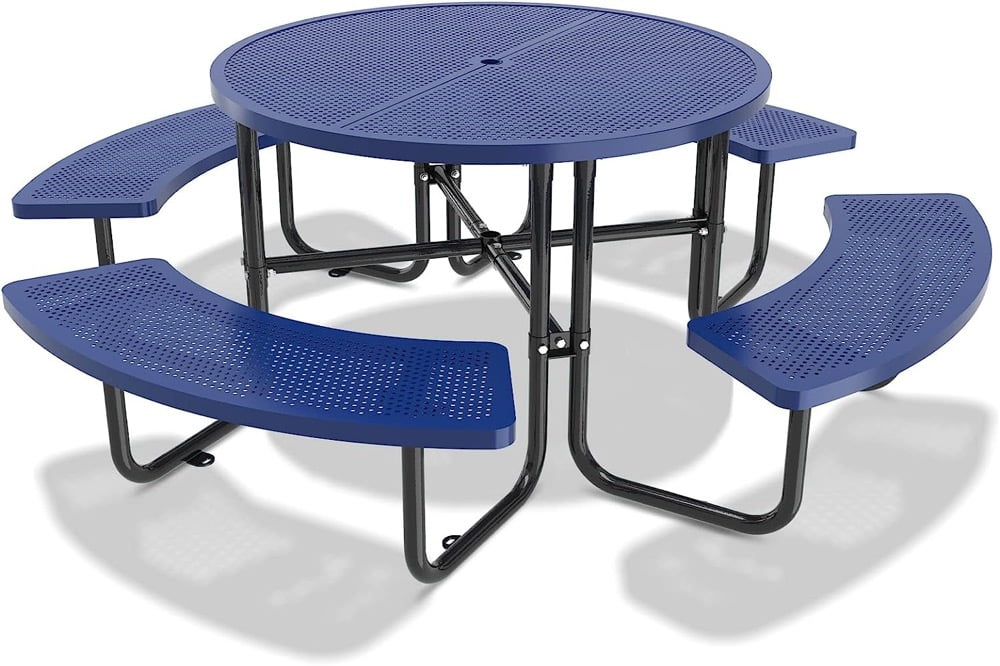 46'' Steel Round Picnic Table for Outdoors, Expanded, Lifetime Picnic