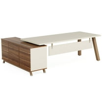 MAYEERTY 71" Executive Desk, L-Shaped Computer Desk Office Desk with File Cabinet