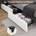 thumbnail image 5 of ChVans Queen Size Bed Frame with LED Headboard Footboard & USB Charging Ports, Faux Leather Upholstered Platform Bed with 4 Drawers for Bedroom Storage, White, 5 of 8