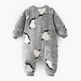 thumbnail image 4 of WRKEKC Infant Fleece Romper Print Zipper Front Thickened Warm Snug Comfortable Fitting Fall Winter Jumpsuit for Boys and Girls 0 Months-3 Years, 4 of 9