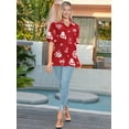 thumbnail image 2 of HAPPY BAY Women's Beach Costumes Blouse Shirt Cute Hawaiian Skull Print Tops Short Sleeve Button Down Holiday Party Shirts for Women S Cartoon Spooky Red, 2 of 5