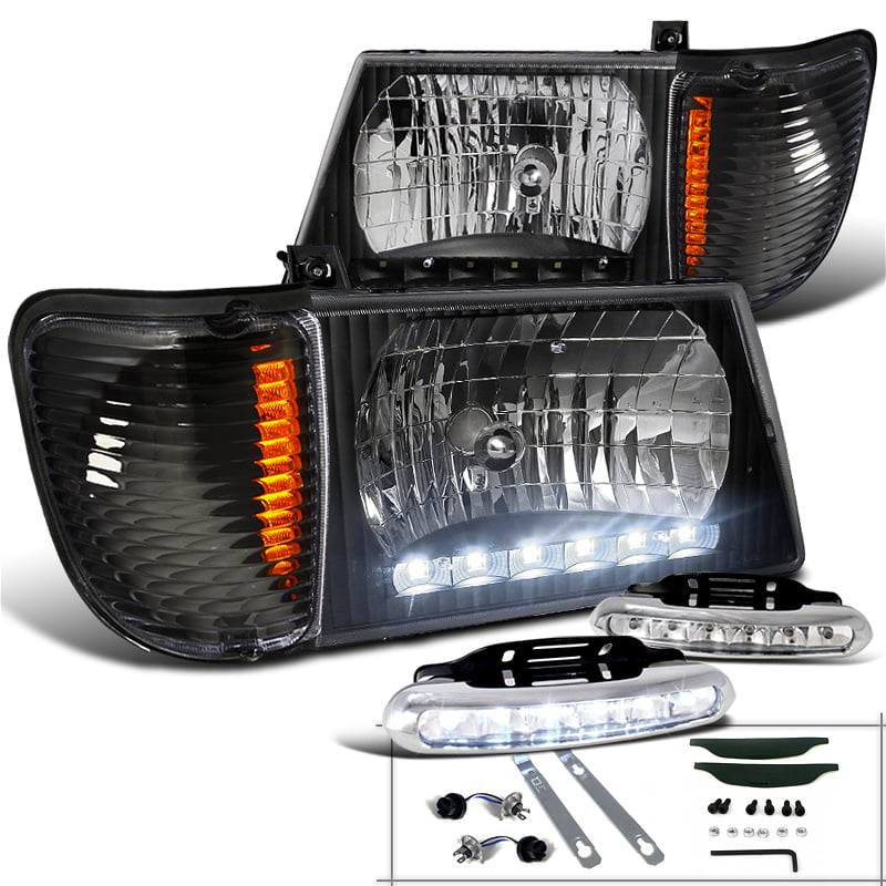 Spec-D Tuning For Ford Econoline E150 E250 E350 Econoline Van Headlight+Corner Lights Park Lamps Black 
