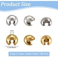 thumbnail image 2 of 1 Box 200Pcs 6mm Round Crimp Beads Gold Crimp Beads Silver Brass Small Half Open Knot Copper Stopper Crimp Bead Covers for Jewelry Making Necklaces Bracelets Earrings Supplies DIY Crafts, 2 of 6