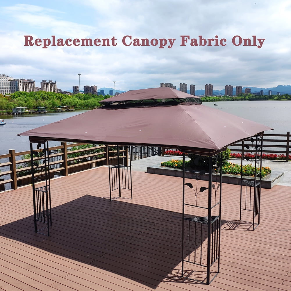 Kadyn 13x10Ft Gazebo Replacement Canopy, 2-Tier Top UV Cover Pavilion Garden Patio Outdoor, Gazebo Canopy Top Cover Replacement, Brown Kadyn 13x10Ft Gazebo Replacement Canopy, 2-Tier Top UV Cover Pavilion Garden Patio Outdoor, Gazebo Canopy Top Cover Replacement, Brown