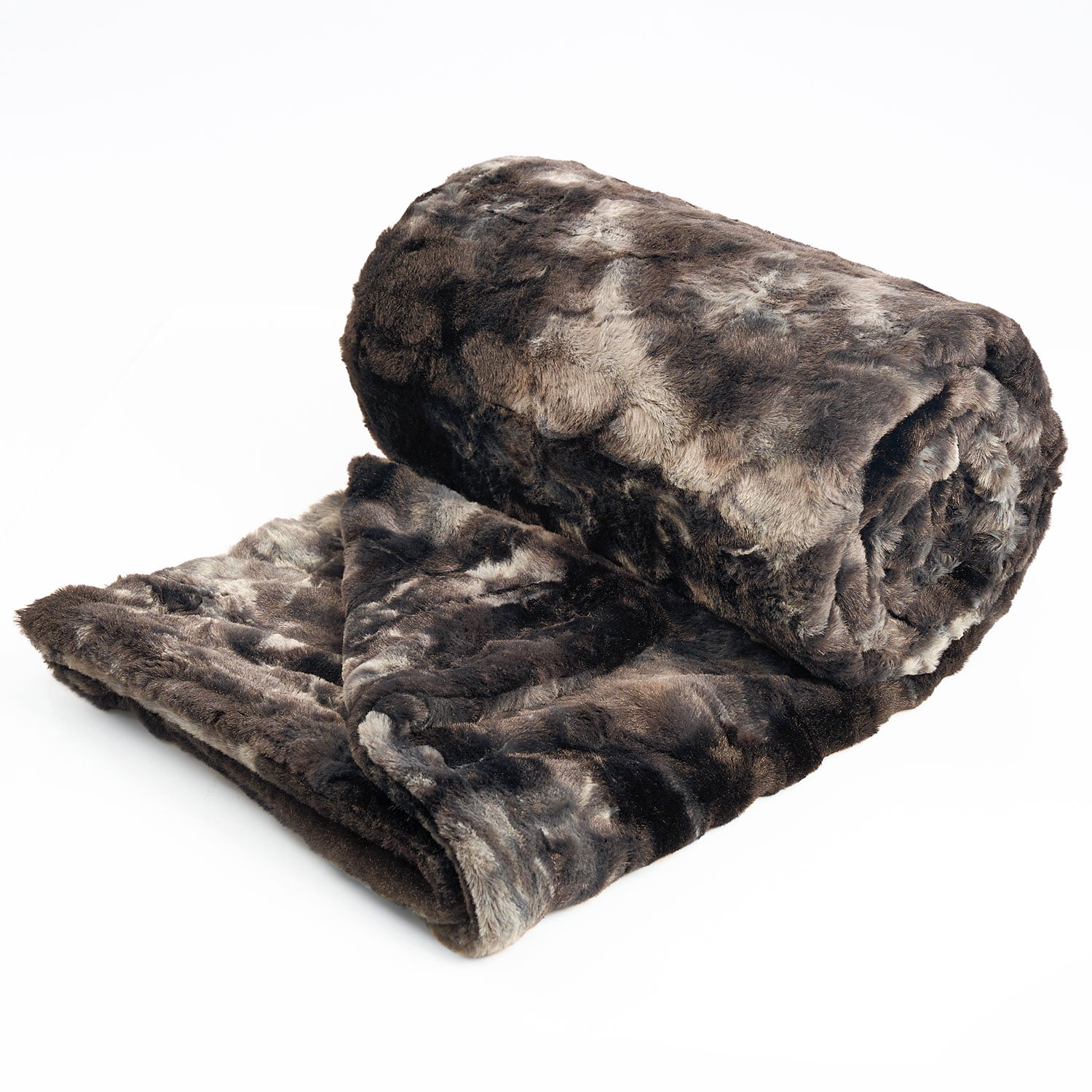 MOOFUN Faux Rabbit Fur Throw Blanket- 50x60 inches, Soft Fluffy Cozy Warm Fuzzy Machine Washable, Durable Blanket for Couch and Bed - Brown