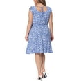 thumbnail image 3 of Agnes Orinda Women's Plus Size Summer Dresses Floral Print Tie Back Square Neck Ruffle Short Sleeve Casual Midi Dress with Pocket 1X Blue, 3 of 6