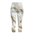 thumbnail image 5 of SCRAWLGOD Marble Print Golden White High Waisted Leggings for Women Tummy Control Elastic Yoga Pants with Pockets Buttery Soft Yoga Pants for Workout Athletic Running, 3XL, 5 of 7