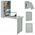 thumbnail image 1 of Gymax Wall Mounted Computer Convertible Desk Floating Desk w/ Storage Bookcases Grey, 1 of 10
