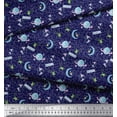 thumbnail image 3 of Soimoi Blue Heavy Canvas Fabric Moon & Stars Galaxy Print Sewing Fabric Yard 58 Inch Wide, 3 of 3
