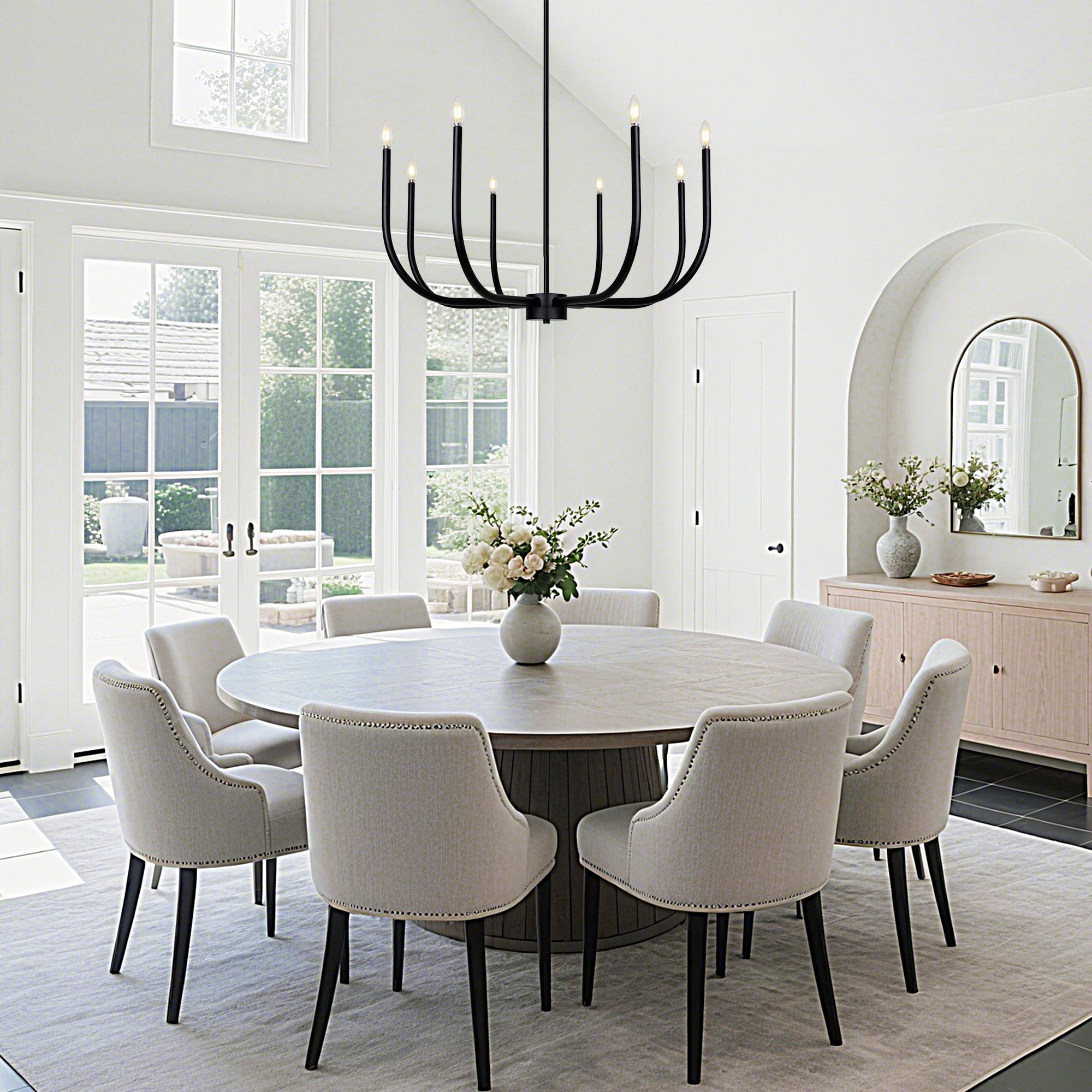 LNC Bohonicist 8 -Light Matte Black Metal Metal Chandelier