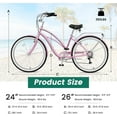 thumbnail image 4 of ABORON 24" Beach Cruiser Bike Women, Lightweight Adult Urban Cruiser Bike with Rack, 7-Speed Cruiser Bicycle for Commuting, Carbon Steel Frame Commuter Bicycle, 4 of 11