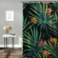 thumbnail image 2 of Orinice Shower Curtain Colorful Flower Beautiful Floral Jungle Pattern Tropical Beauty Watercolor Paradise Bird Black Waterproof Polyester Fabric for Bathroom Decor with Hooks  36x72, 2 of 7
