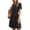 Black, variant on Women’S Everyday Casual V Neck Short Bubble Sleeve Midi Dress, Shirred Waist Tiered Flared A-Line Flowy Summer Dress With Pockets, Smooth Wrinkle-Resistant Polyester Fabric, 1pc, Sizes S To XXL