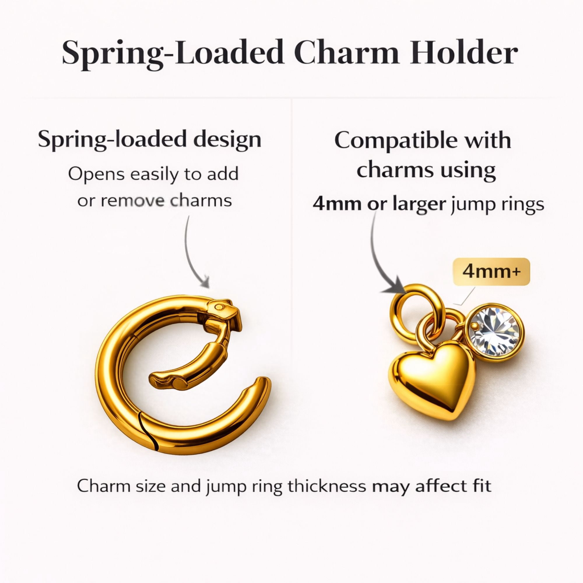 Carabiner Charm Necklace for Women O Link Chain Round Holder Stainless Steel by Ginger Lyne