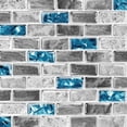 thumbnail image 3 of 2 azulejos vívidos de color azul, azulejos despegables y adhesivos, efecto ladrillo 3D, impermeables, para decoración de salpicadero de cocina, papel tapiz autoadhesivo, 3 of 6