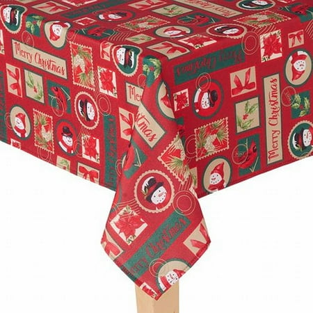 60x84 Fabric Tablecloth - St Nicholas Square Christmas Stamp Mosaic Tablecloth Fabric Table Cloth 60x84 Ob