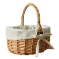 thumbnail image 2 of sunsanly Flower Basket with Handle And Fabric Lining Hand-Woven Great Load Bearing Large Capacity Picnic Camping Basket Easter Gift Wicker Basket Grocery Vegetable Fruit Storage Container, 2 of 7