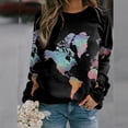thumbnail image 2 of Long Sleeve Shirts for Women World Map Graphic Pullover Tops Trendy Round Neck Sweatshirt Loose Fit Tunic Sweatshirt on Womens Sweatshirt, 2 of 5