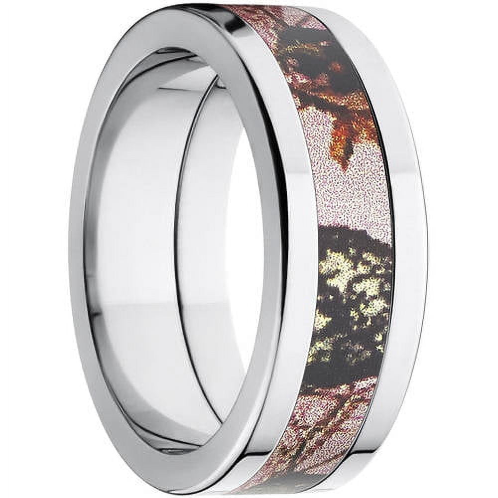 Pink Break Up Women's Camo 8mm Stainless Steel Wedding Band with Polished Edges and Deluxe Comfort Fit