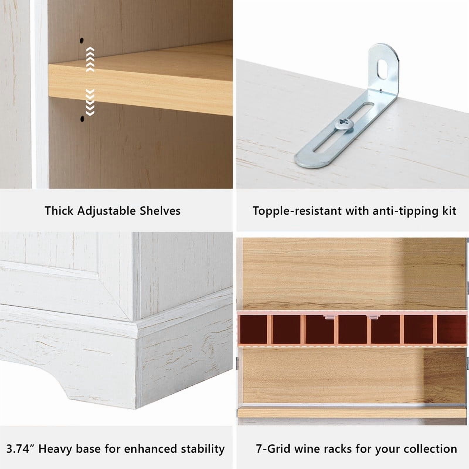 Farmhouse Kitchen Pantry with Drawers, Sideboard Storage Cabinet with Adjustable Shelves, Freestanding Versatile Cupboard