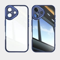 Allytechgroup iPhone 16 Case, Shockproof Bumper Slim Fit Clear Back Cover with Camera Lens Protector - Anti-Scratch Phone Case for Apple iPhone 16, Blue