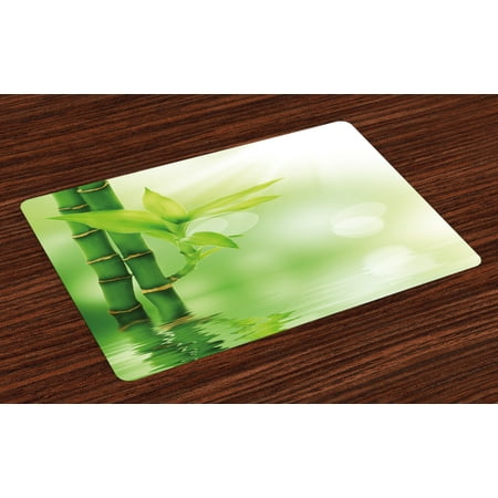 Plant Placemats Set of 4 Chinese Ecology Picture of Bamboo Sticking out of the Water Serene Atmosphere, Washable Fabric Place Mats for Dining Room Kitchen Table Decor,Emerald Green, by (Best Place To Plant Bamboo)