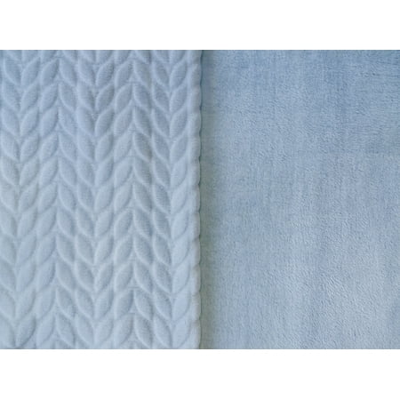 Light Blue Fleece Fabric RTC Fabric Cloud 100% Polyester Squiggly Minky Fleece, Blanket Fabric, Apparel Fabric, Nurcery Fabric, 60'', 245Gsm ()