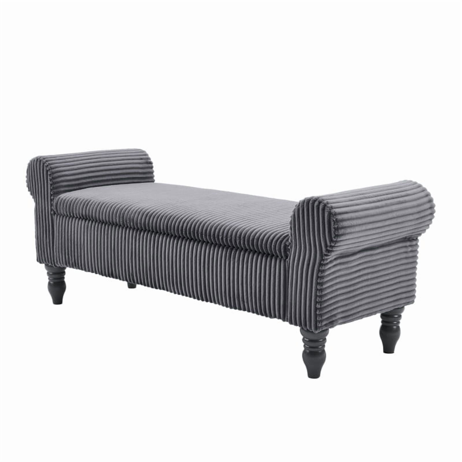 51.5'' Upholstered Storage Ottoman Bench with Hinged Lid, Freestanding Corduroy Bed End Bench, Hidden Storage Footrest