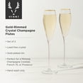 thumbnail image 3 of Viski Gold-Rimmed Crystal Champagne Flutes, Wedding Gifts, 8oz Set of 2, 3 of 6