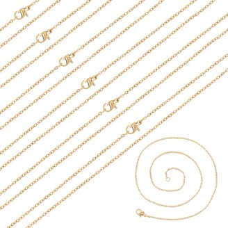 UMAOKANG 2 Yard Gold Plated Stainless Steel Cable Chain - 2.5mm Thick Jewelry Making Chain Bulk With Clasps & Jump Rings