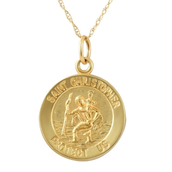 Pompeii 14k Yellow Gold St. Christopher Medal Pendant .5" Tall 1 Gram (,)