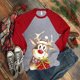 thumbnail image 2 of Moda mujer Navidad cuello redondo manga larga Patchwork impresión camiseta Casual blusa Tops Pompotops gfhjh4519, 2 of 6