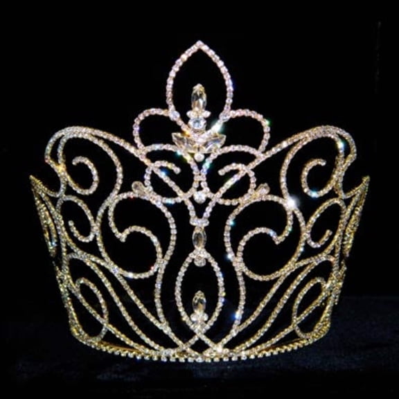 #12746G - Large Rising Fleur De Lis Crown - Gold Plated
