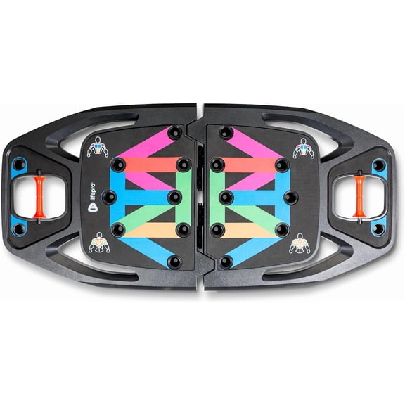 LifePro Portable Home Gym Push Up Board with Resistance Bands Full Body Workout Kit Push Up Training Rack Compact Home Workout Platform - Black