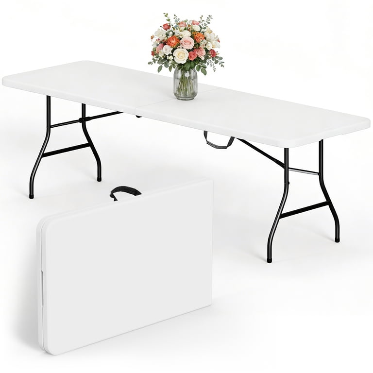 HaiCube 8 Foot Folding Table, 600 lb Capacity photo 1