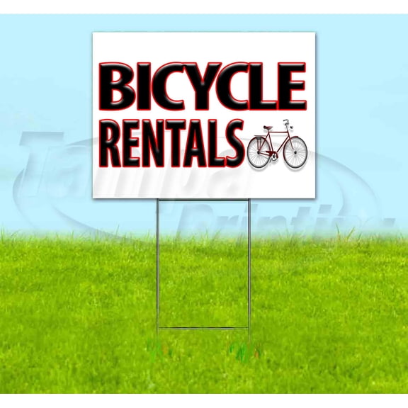Bicycle Rentals (18" x 24") Yard Sign, Includes Metal Step Stake