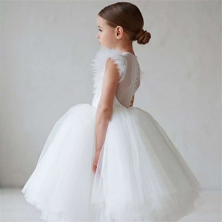 Kids Dresses Teenage White Wedding Party Lace Girl Dress Long