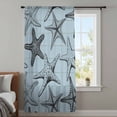 thumbnail image 4 of Teal Blue Starfish Sheer Curtains 45 Inches Long, Coastal Ocean Summer Sea Nautical Light Filering Curtains, Breathable Simi Curtain Privacy Drapes for Kitchen Bathroom Small Window Treatment, 4 of 9