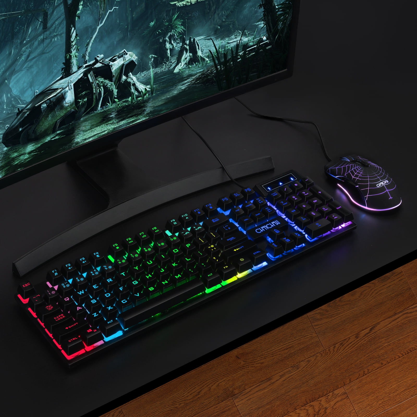 CHONCHOW Wired Gaming Keyboard and Mouse, gaming keyboard RGB Mouse,Multimedia Keys ,Anti-ghosting Keys, Spill-Resistant for PC PS5 PS4 Xbox One