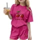 thumbnail image 2 of Conjuntos de blusas y camisas de cuello redondo y manga corta para niños, conjunto de dos piezas de top y pantalones cortos de manga corta con cuello redondo y manga corta para niños, top de poliéster, 2 of 6